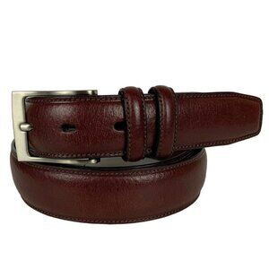 Perry Ellis Mens Dress Belt Size 40 Brown Pebbled Leather Brushed Nickel Buckle